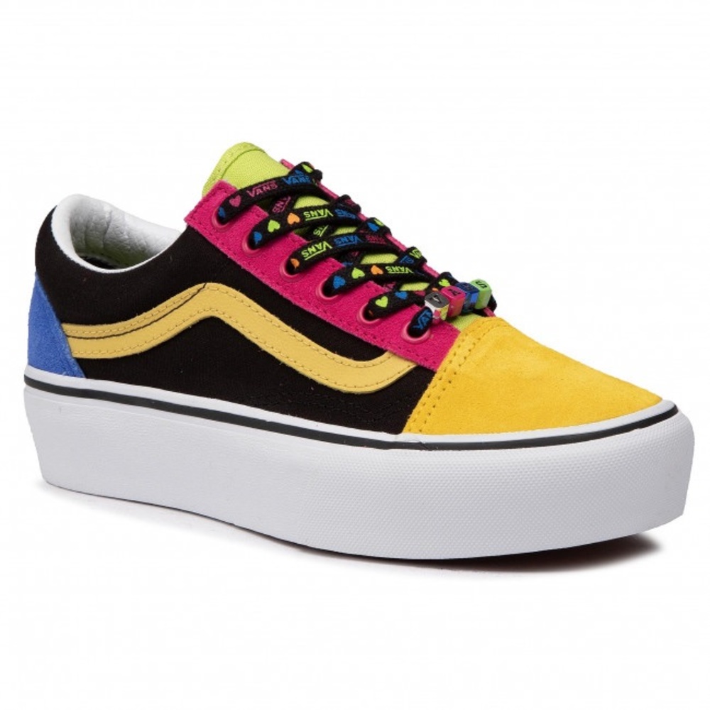 NEW Vans Old Skool Platform Vans Beads Multicolor White
